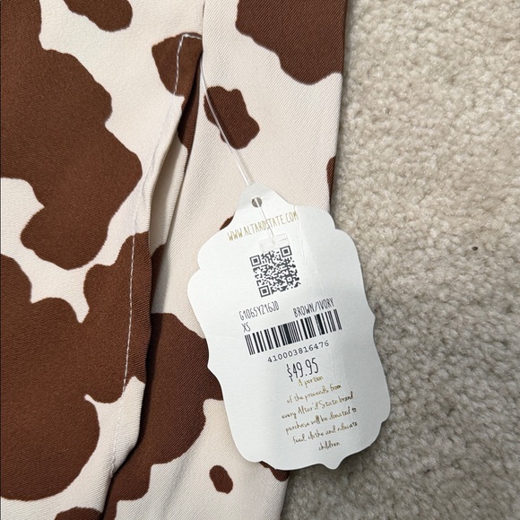 Altar'd State Brown and Cream Cow Print Mini Skirt - Picture 2 of 4